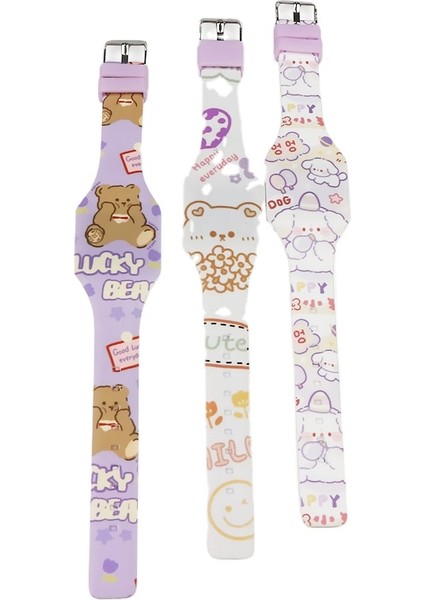 Stil 2 Karikatür/spor Promosyon Hediye Renkli Baskı Çocuklar Diy Boyama LED Dijital Çocuk Izle Silikon Yumuşak Bilezik Izle (Yurt Dışından) modelleri