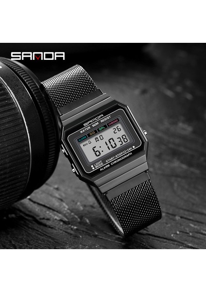 Gül Altın Sanda 6017 Paslanmaz Çelik Dijital Saatler Kronograf Su Geçirmez Alarm Moda LED Ekran Kol Saati (Yurt Dışından) modelleri