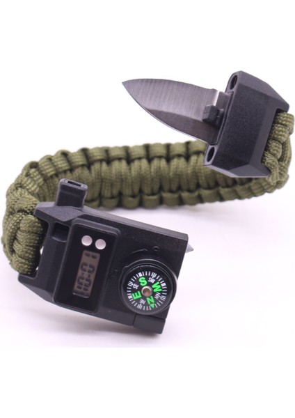Green3 Dijital Saatler Şemsiye Halat Bilezik Dokuma Bilezik Saat Wilderness Açık Survival Bilezik Çakmaktaşı Ateşleyici Izle Düdük Bıçak Kazıyıcı Izle (Yurt Dışından) fırsatları