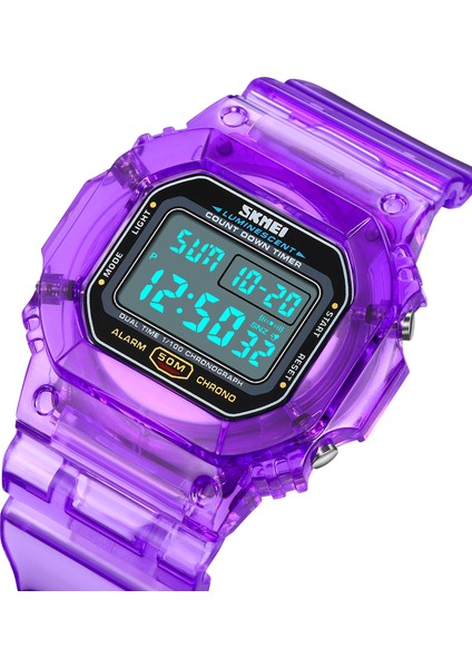 Mor 1999 Skmei 1999 Moda Reloj De Hombre Le Işık Transparente Izle 50 M Vintage Kol Saatleri Kronograf LED Dijital Spor Saatleri (Yurt Dışından) fırsatları
