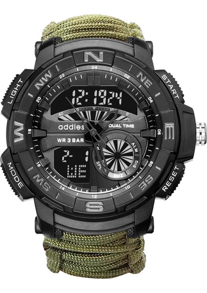 Yeşil + Siyah Askeri Erkek Dijital Saat Erkekler Izle 50 M Su Geçirmez Kol Saati Saat Spor Izle Erkek Relogio Masculino Özel Spor Izle LED Kuvars Erkekler S Şok (Yurt Dışından)