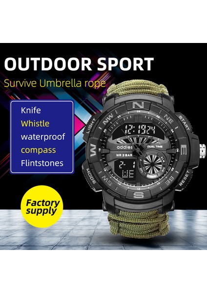 Yeşil + Siyah Askeri Erkek Dijital Saat Erkekler Izle 50 M Su Geçirmez Kol Saati Saat Spor Izle Erkek Relogio Masculino Özel Spor Izle LED Kuvars Erkekler S Şok (Yurt Dışından)