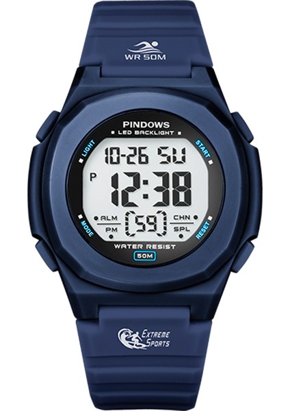 PDS-8007-N2 Moda Pasnew Özel Tasarım Moda Iş Aydınlık Su Geçirmez Üretici Casual Erkek Kronograf Dijital Gümüş LED Saat (Yurt Dışından)