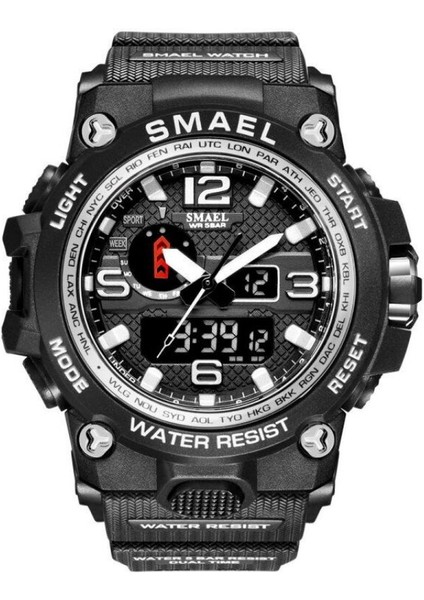 Stil 4 Smael Reloj 1545 Erkek Spor Çift Ekran Analog Dijital LED Elektronik Kuvars Saatı Su Geçirmez Yüzme Spor Izle (Yurt Dışından)