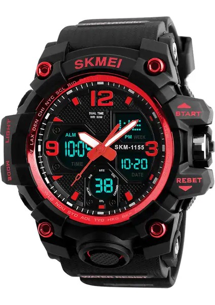 Stil 9 Skmei 1155B Atletik Saatler Sıcak Reçel Tangan Skmei 1155B Analog Dijital Saat Kamuflaj Yeşil Spor Erkek Kol Saati (Yurt Dışından)