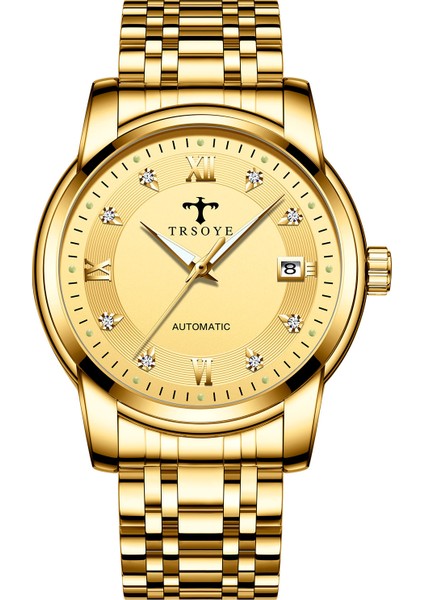 Stil 3 Özel En Kaliteli Su Geçirmez Aydınlık Mekanik Saat Erkek Iş Paslanmaz Çelik Bant Otomatik Saat TRSJ8381 (Yurt Dışından)