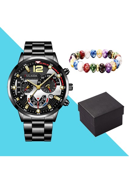 Model 5 Sıcak 2023 Trend 2 Adet Klasik Üç Göz Takvim Pointer Erkek Izle Spor Aydınlık Halter Bilezik Kuvars Izle Set (Yurt Dışından)