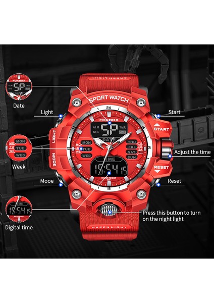 FB0029C Dijital Saat Lige 2023 Yeni Erkek Kuvars Dijital Saat Spor Chronograph Alarm Kol Saati 5bar Su Geçirmez Dijital Erkek Izle (Yurt Dışından)