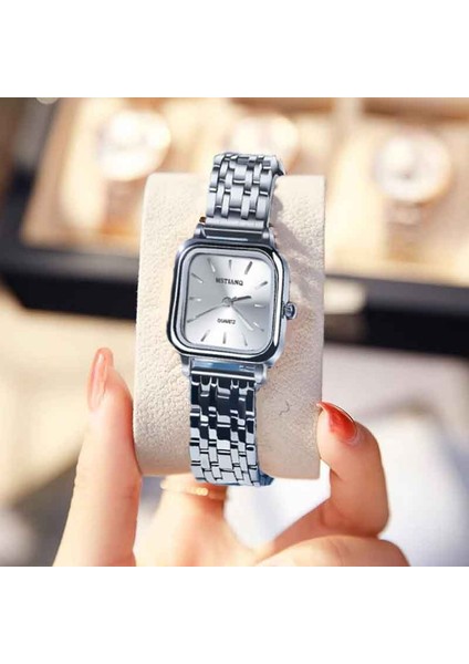 Flaş Matkap Kare Kahve Altın Lüks Izle Kadınlar Için Moda Paslanmaz Çelik Şerit Kare Saat Zarif Su Geçirmez Bayanlar Kuvars Izle Reloj (Yurt Dışından)