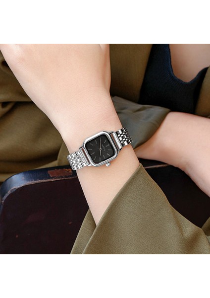 Flaş Matkap Kare Kahve Altın Lüks Izle Kadınlar Için Moda Paslanmaz Çelik Şerit Kare Saat Zarif Su Geçirmez Bayanlar Kuvars Izle Reloj (Yurt Dışından)