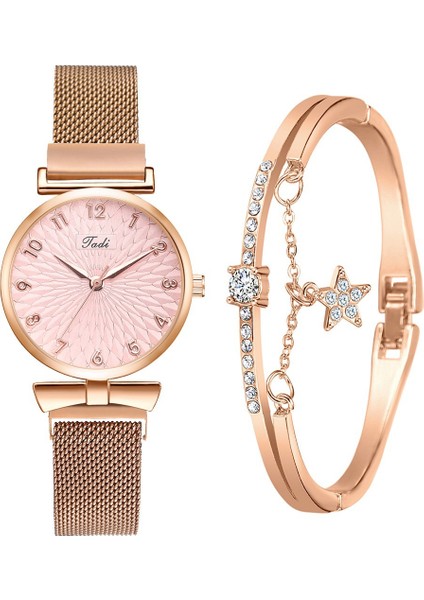 6 # Lüks Kadın Bilezik Kuvars Saatler Kadınlar Için Manyetik Izle Bayanlar Spor Elbise Pembe Kadran Kol Saati Saat Relogio Feminino (Yurt Dışından) fırsatları