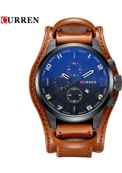 8225-D 8225 Curren Izle 8225 Erkek Moda Kuvars Izle Üst Marka Lüks Deri Spor Kol Saati Tarih Saati Relogio Masculino (Yurt Dışından)