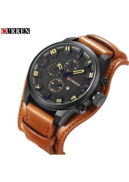 8225-D 8225 Curren Izle 8225 Erkek Moda Kuvars Izle Üst Marka Lüks Deri Spor Kol Saati Tarih Saati Relogio Masculino (Yurt Dışından)