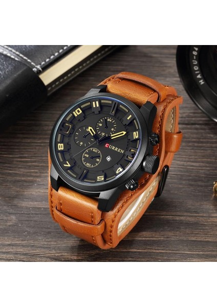 8225-D 8225 Curren Izle 8225 Erkek Moda Kuvars Izle Üst Marka Lüks Deri Spor Kol Saati Tarih Saati Relogio Masculino (Yurt Dışından)