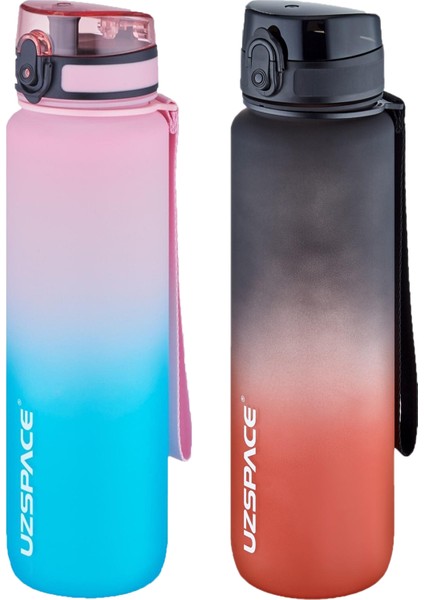 2'li Tritan Matara Seti 1000 ml Büyük Boy Çift Renk Softtouch Ff Collection Tritan Su Matarası