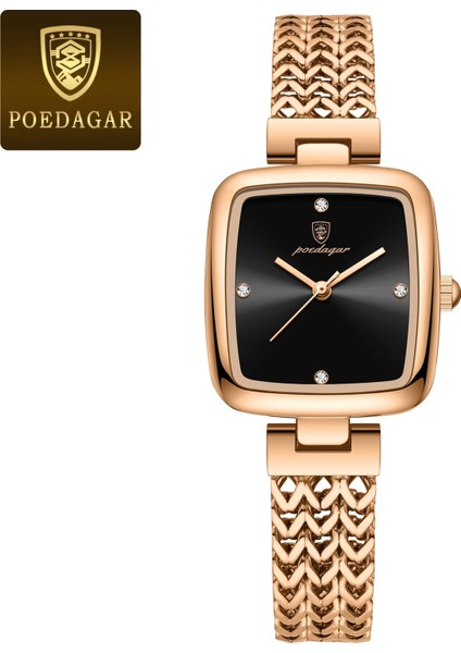 E Poedagar 768 Lüks Kare Saat Kadın Su Geçirmez Paslanmaz Çelik Bayanlar Kuvars Izle Elbise Zarif Saatler Moda Reloj (Yurt Dışından)