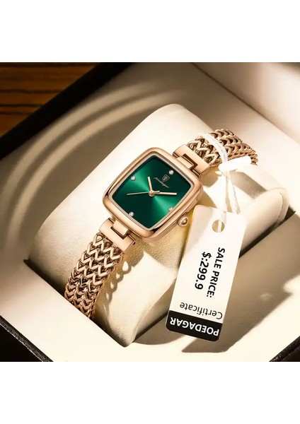 E Poedagar 768 Lüks Kare Saat Kadın Su Geçirmez Paslanmaz Çelik Bayanlar Kuvars Izle Elbise Zarif Saatler Moda Reloj (Yurt Dışından)
