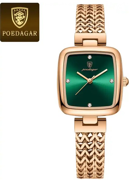 E Poedagar 768 Lüks Kare Saat Kadın Su Geçirmez Paslanmaz Çelik Bayanlar Kuvars Izle Elbise Zarif Saatler Moda Reloj (Yurt Dışından)