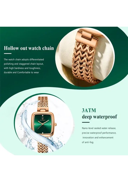 E Poedagar 768 Lüks Kare Saat Kadın Su Geçirmez Paslanmaz Çelik Bayanlar Kuvars Izle Elbise Zarif Saatler Moda Reloj (Yurt Dışından)