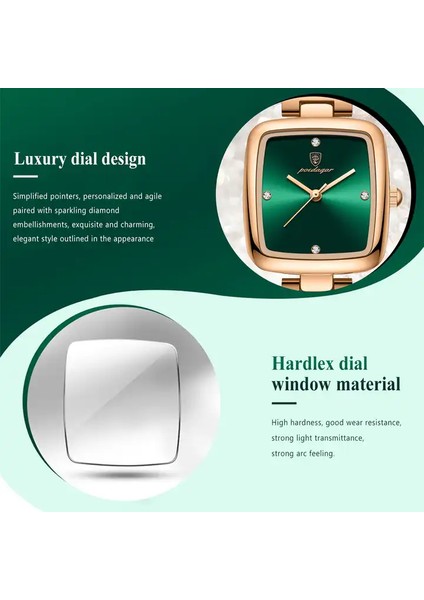 E Poedagar 768 Lüks Kare Saat Kadın Su Geçirmez Paslanmaz Çelik Bayanlar Kuvars Izle Elbise Zarif Saatler Moda Reloj (Yurt Dışından)