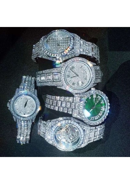 4.iki Ton-Altın ve Gümüş 2022 Moda Takı Hip Hop Elmas Saatler Bling Buzlu Out Mens Womens Kuvars Saatler Lüks Pembe Kadran Izle Kadın Erkek (Yurt Dışından) modelleri
