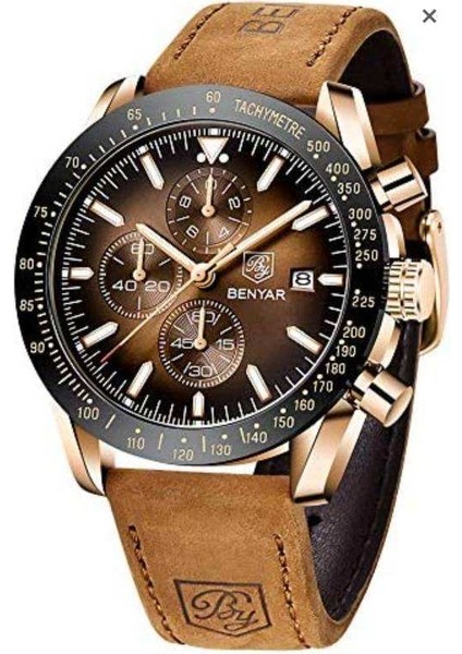 Siyah Kahverengi L Spor Üst Moda Benyar 5140 Spor Kronograf Erkek Saatler Yeni Iş Kuvars Izle 3 Bar Su Geçirmez Kronograf Kol Saati Hediyeler (Yurt Dışından)