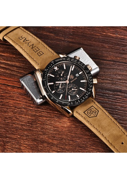 Siyah Kahverengi L Spor Üst Moda Benyar 5140 Spor Kronograf Erkek Saatler Yeni Iş Kuvars Izle 3 Bar Su Geçirmez Kronograf Kol Saati Hediyeler (Yurt Dışından) indirimleri