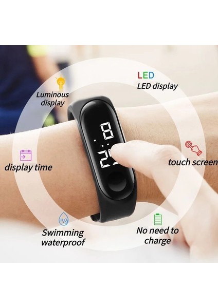 Açık Yeşil M3 Moda Erkek Çocuk Spor Su Geçirmez Silikon Bilezik Bilek Saatler Dokunmatik Ekran LED Reloj Dijital Saat (Yurt Dışından)
