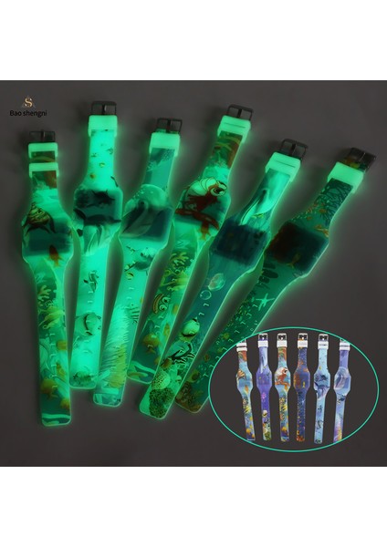 Tasarım 02 Izle ve Dijital ve Çocuk Moda Çocuk Kız Erkek Işıltılı Saat Jöle Renkli LED Dijital Bileklik Saat Karanlıkta Parlayan Saat (Yurt Dışından)