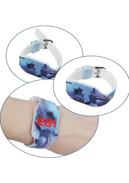 Tasarım 02 Izle ve Dijital ve Çocuk Moda Çocuk Kız Erkek Işıltılı Saat Jöle Renkli LED Dijital Bileklik Saat Karanlıkta Parlayan Saat (Yurt Dışından)