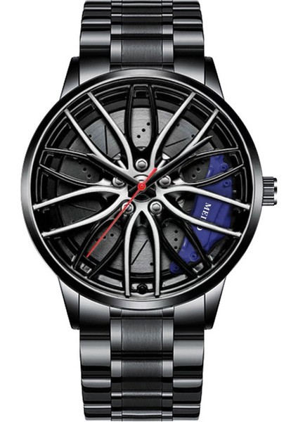 C3 Quartz Saat 2022 Yeni Moda Siyah Araba Tekerleği Tasarım Kuvars Saatler Erkekler Jant Tekerlek Göbeği Erkek Saat Relogio Masculino (Yurt Dışından)