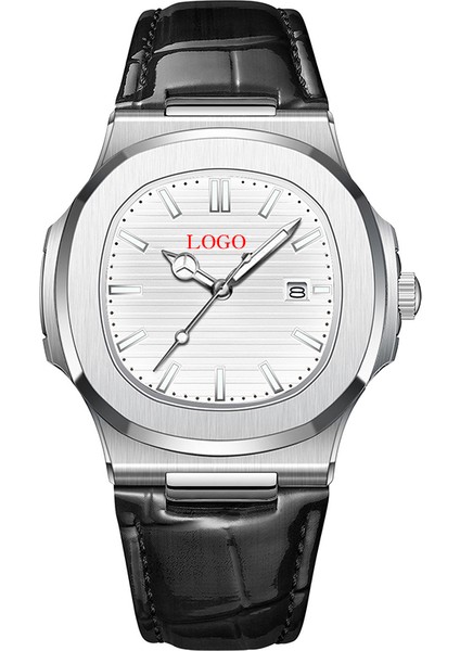 Siyah-Beyaz Erkekler Sıcak Iş Takvimi Paslanmaz Çelik Kuvars Saatler Erkekler Için Su Geçirmez Lüks Izle Ultra-Ince Reloj Dökün Hombre (Yurt Dışından)