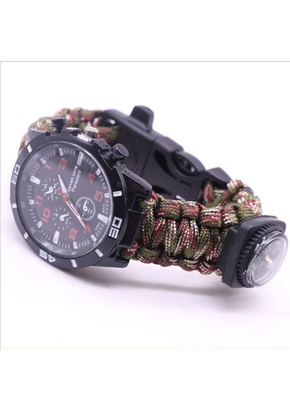 Siyah Çok Fonksiyonlu Survival Sentinel Flint Pusula Survival Izle Açık Dağ Tırmanışı Kamp Seyahat Hayat Kurtarıcı Izle (Yurt Dışından)