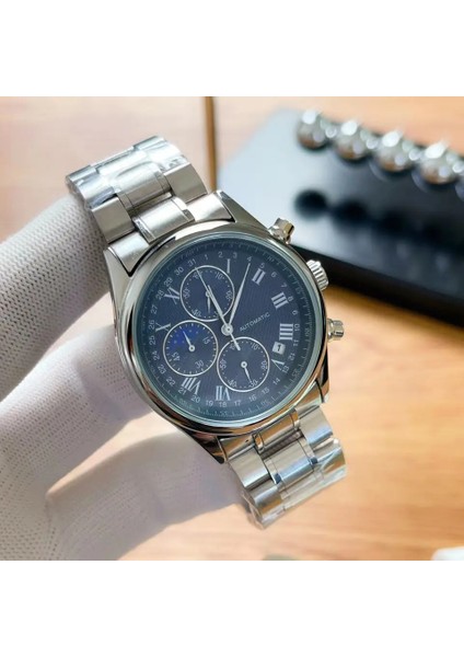 04 Yuvarlak Tam Otomatik Mekanik Altı Iğne Zamanlama Yüksek Kaliteli Paslanmaz Çelik Kayış Erkek Basit Moda Mekanik Saat (Yurt Dışından) modelleri