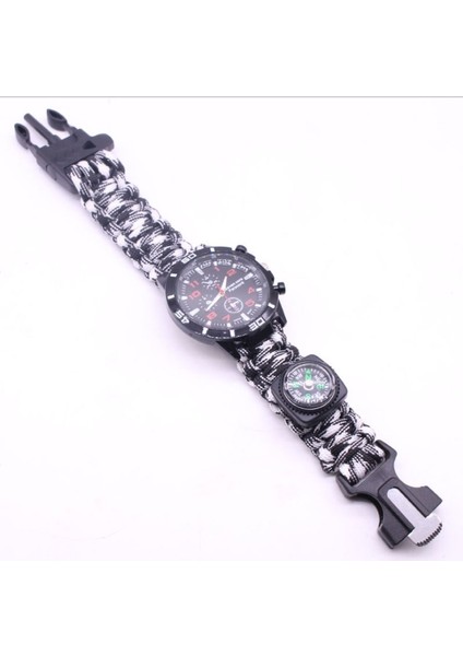 Siyah Çok Fonksiyonlu Survival Sentinel Flint Pusula Survival Izle Açık Dağ Tırmanışı Kamp Seyahat Hayat Kurtarıcı Izle (Yurt Dışından)