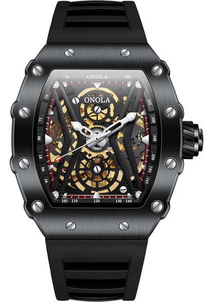 Bir 10CM * 10CM * 5cm Lüks Klasik Marka Bilek Saatleri Relojes Silikon Erkek Erkek Mekanik Spor Relogio Saatler Için Otomatik Izle Oymak (Yurt Dışından)