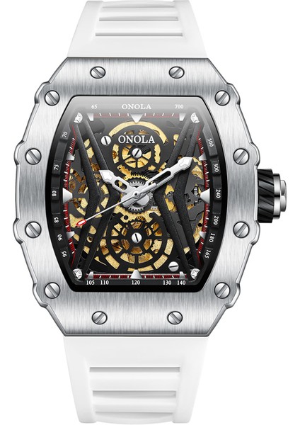 Bir 10CM * 10CM * 5cm Lüks Klasik Marka Bilek Saatleri Relojes Silikon Erkek Erkek Mekanik Spor Relogio Saatler Için Otomatik Izle Oymak (Yurt Dışından)