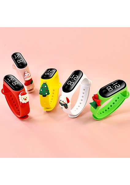 Pembe Dijital Saatler Noel Hediyesi Çocuklar Saatler Erkek Kız Spor LED Dijital Plastik Saatler Çocuklar Noel Tema Bilezik Saatler Sıcak Satış (Yurt Dışından)