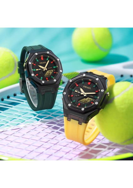 Siyah Altın Kadın Boyutu Yeni Varış Smael 8088 Kadın Analog Dijital Saat Kol Saati Açık Spor LED Moda Renkli Spor Saat (Yurt Dışından) modelleri