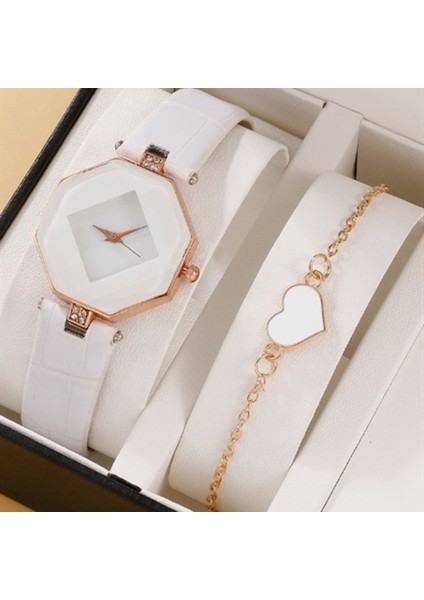 Gül Altın Moda Yeni Kadın Yüksek Dereceli Kuvars Izle Aşk/kelebek Bilezik Basit Klasik Saat Kadın Seti (Yurt Dışından)