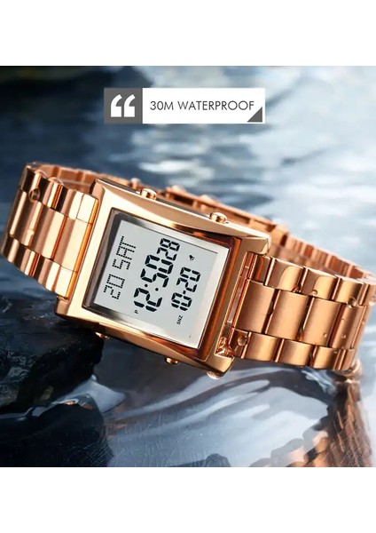 Stil 3 Skmei 1812 Erkek Paslanmaz Çelik Saat Kayışı Relojes 30 M Su Geçirmez Dijital Saatler Erkekler Skmei 1812 (Yurt Dışından)