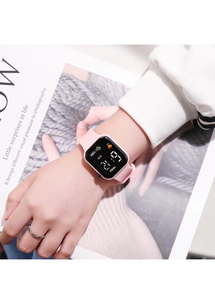 Pembe LED Dijital Saatler LED Elektronik Kare Izle Gençlik Moda Erkek Saatler Spor Öğrencileri Çocuklar Için Su Geçirmez Dijital Saatler (Yurt Dışından)