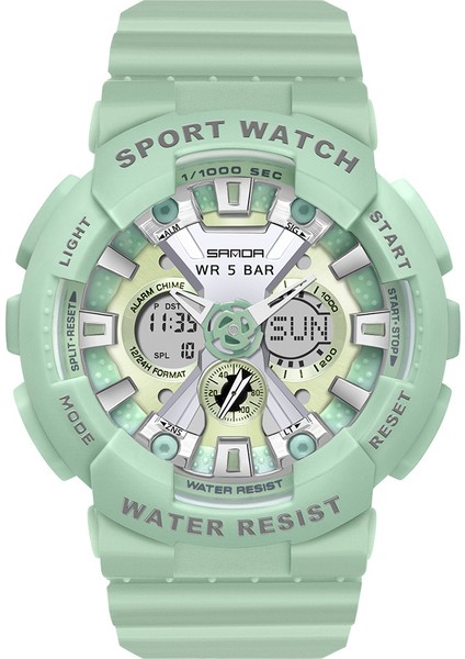 Yeşil Moda CW-417 Marka Tasarım Japon Dijital Hareketi Aydınlık Erkek Saat Su Geçirmez Izle Kadın Saatleri (Yurt Dışından)