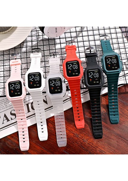 Pembe Spor Dijital Saat Kol Saati Horloge Basit LED Dijital Saatler Dijital Orijinal Büyük Yüz Su Geçirmez Kadın Erkek Plastik (Yurt Dışından)