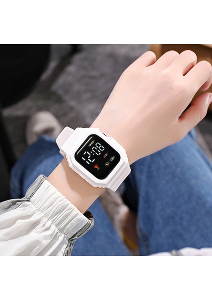 Pembe Spor Dijital Saat Kol Saati Horloge Basit LED Dijital Saatler Dijital Orijinal Büyük Yüz Su Geçirmez Kadın Erkek Plastik (Yurt Dışından)