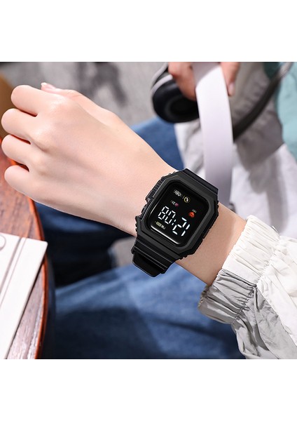 Pembe Spor Dijital Saat Kol Saati Horloge Basit LED Dijital Saatler Dijital Orijinal Büyük Yüz Su Geçirmez Kadın Erkek Plastik (Yurt Dışından)
