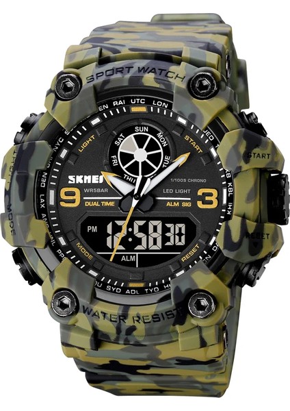 Yeşil Moda Stil Sıcak Satış Modeli 1818 Skmei Dijital Saat Ikili Zaman 5ATM Özelleştirilmiş Kişiselleştirilmiş Moda Silikon Sapanlar Izle (Yurt Dışından)