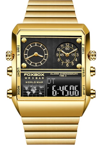 Altın Dijital Saat FB0011 Lüks LED Spor Chronograph Dijital Saatler Çelik Otomatik Erkek Çalar Saat Kol Saati Saatler Erkekler Bilek (Yurt Dışından)