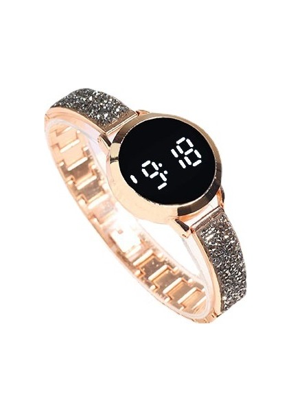 01 Çelik Glitter Dijital Saat 2023 Yeni LED Çin Metal Çelik Paslanmaz Şerit Metal Bant Basit Relojes Moda Bilezik Izle (Yurt Dışından)