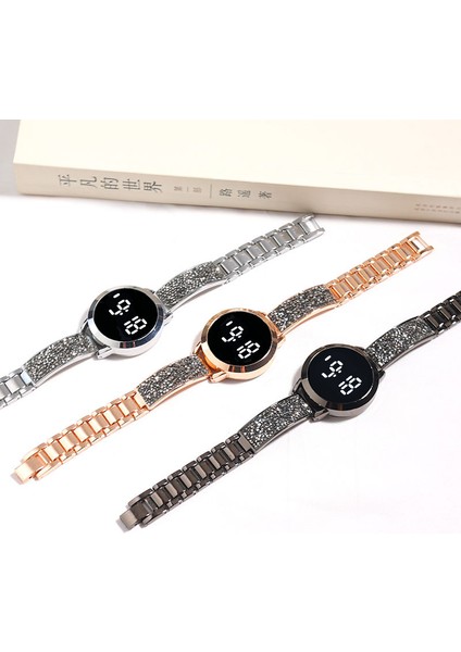 01 Çelik Glitter Dijital Saat 2023 Yeni LED Çin Metal Çelik Paslanmaz Şerit Metal Bant Basit Relojes Moda Bilezik Izle (Yurt Dışından) fiyatları